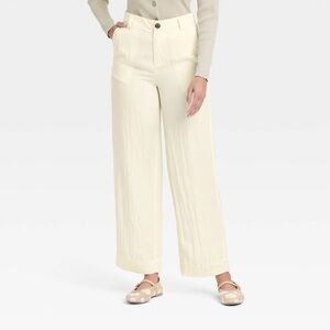 NWT High-Rise Straight Trousers - a New Day White 12 Midweight Twill
